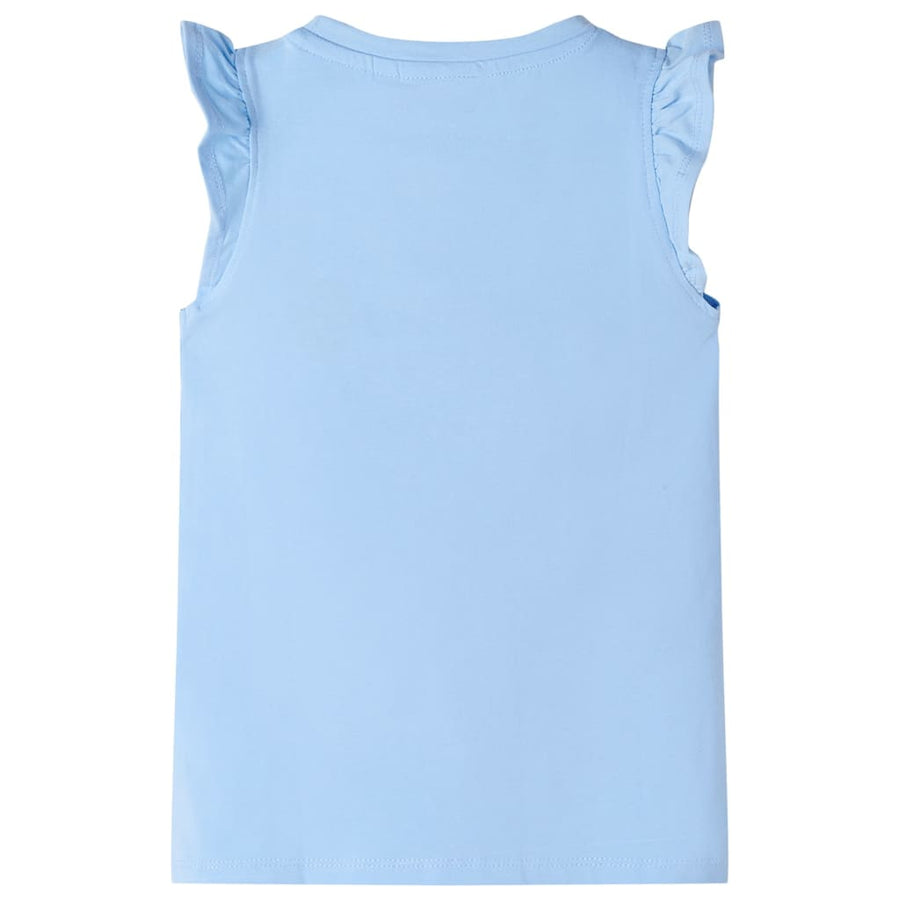 Kindershirt met ruches aan de mouwen 128 lichtblauw Blauw 128