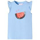 Girl's shirt with ruffled sleeves 140 light blue