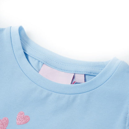 Kindershirt met ruches aan de mouwen 140 lichtblauw Blauw 140