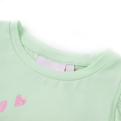 Kindershirt met ruches aan de mouwen 116 zachtgroen Groen