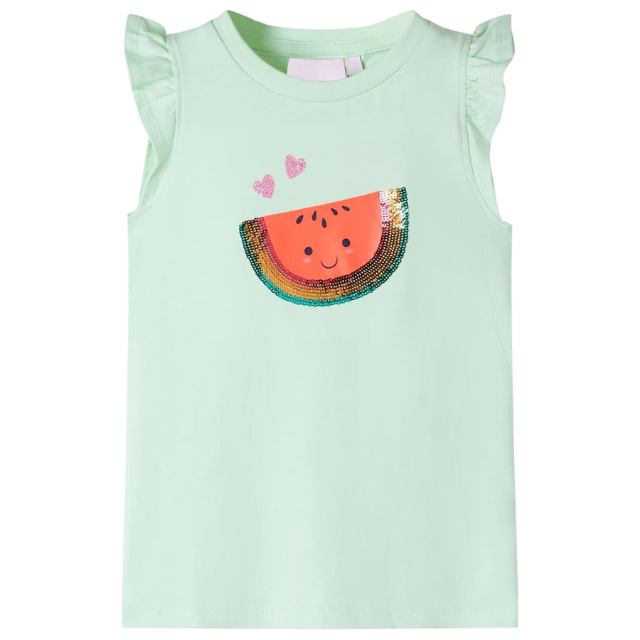 Kindershirt met ruches aan de mouwen 128 zachtgroen Groen