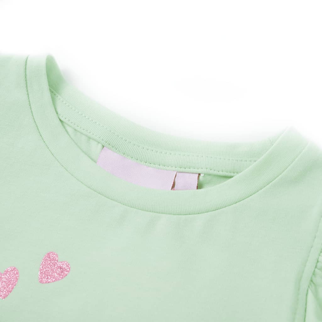Kindershirt met ruches aan de mouwen 128 zachtgroen Groen