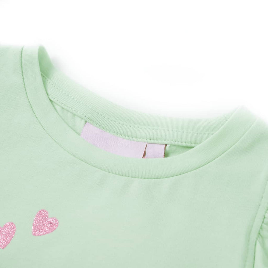 Kindershirt met ruches aan de mouwen 128 zachtgroen Groen