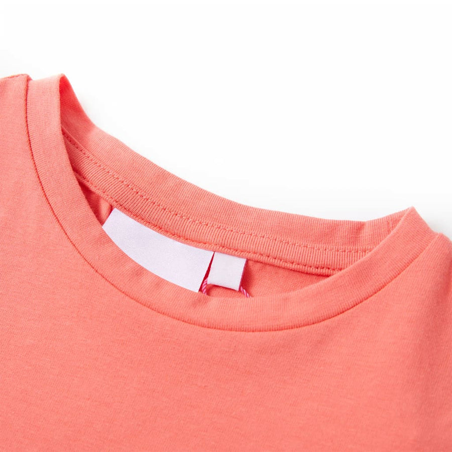 Kindershirt met kapmouwen 116 koraalkleurig Koraal 116