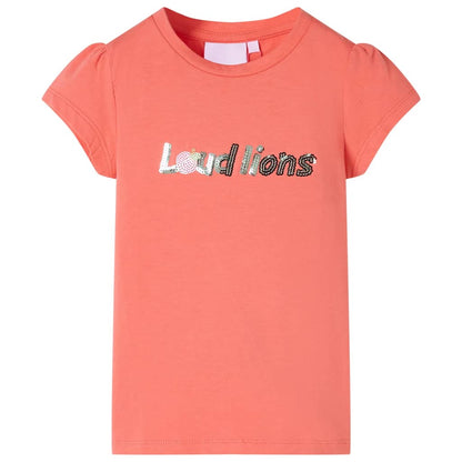 Kindershirt met kapmouwen 140 koraalkleurig Koraal