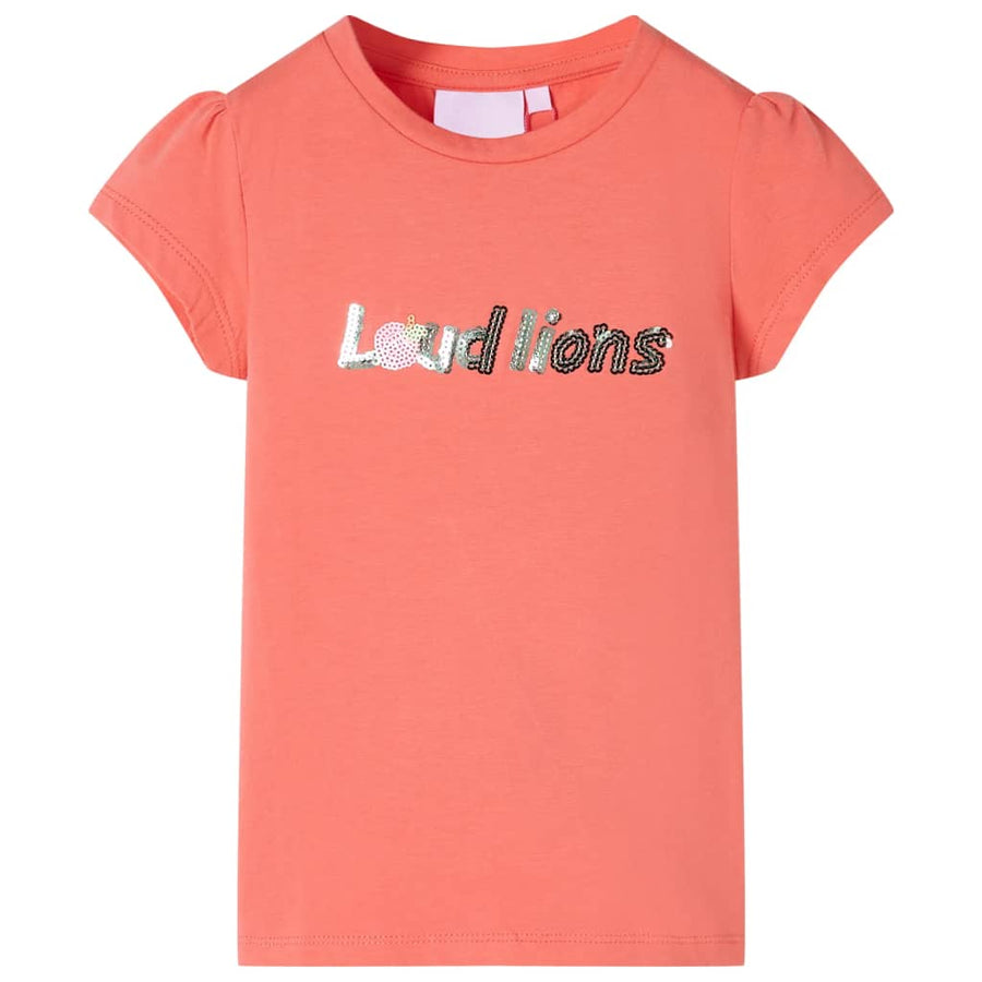 Kindershirt met kapmouwen 140 koraalkleurig Koraal