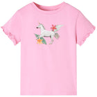 Kindershirt 116 felroze katoen