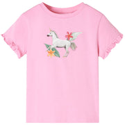 Kindershirt 116 felroze katoen