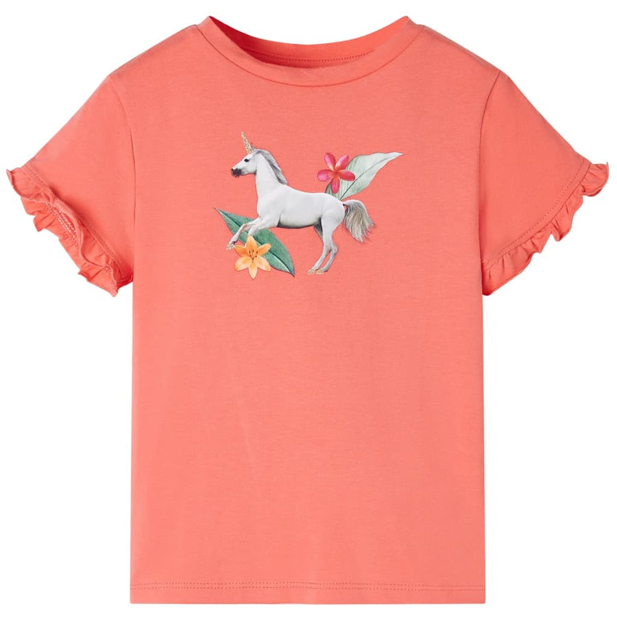 Kindershirt met korte mouwen 104 koraalkleurig Koraal 104