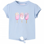 Kindershirt 128 blauw ijsjes
