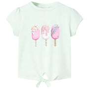 Kindershirt 128 lichtmint ijsjes