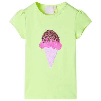 Kindershirt 128 neongeel Geel