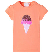Kindershirt 116 neonoranje pailletten
