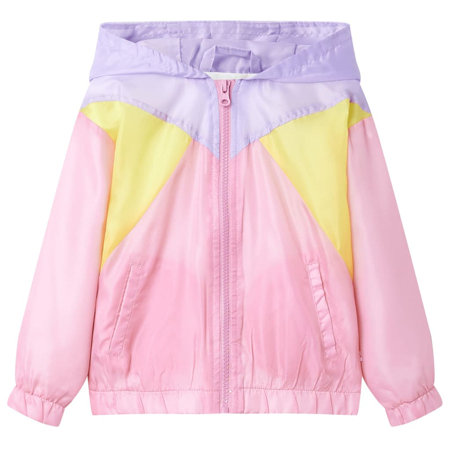 Kinderjas met capuchon en rits 116 meerkleurig Roze
