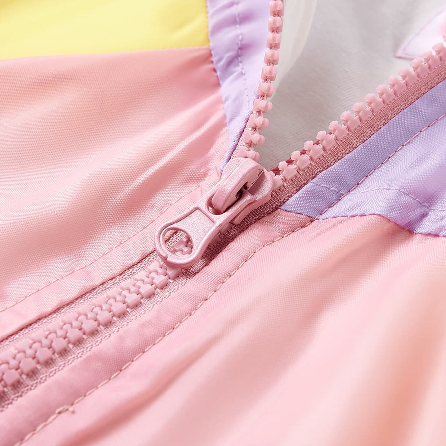 Kinderjas met capuchon en rits 128 meerkleurig Roze