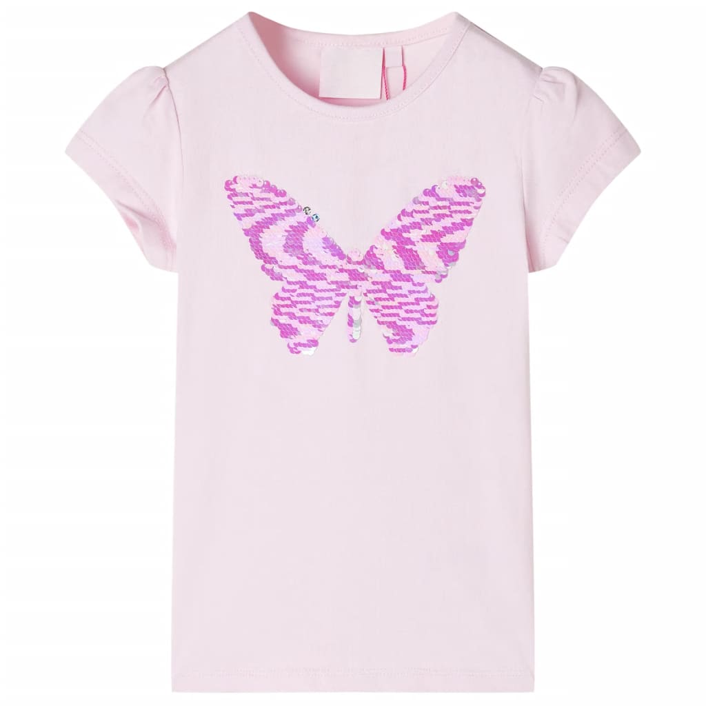 Kindershirt met kapmouwen 128 zachtroze Zachtroze 128