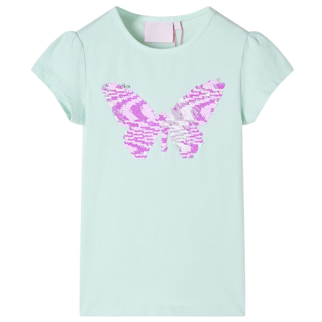 Kindershirt met kapmouwen 128 lichtmintkleur Mintgroen