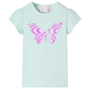 Children's t-shirt with cap sleeves, size 128, light mint color