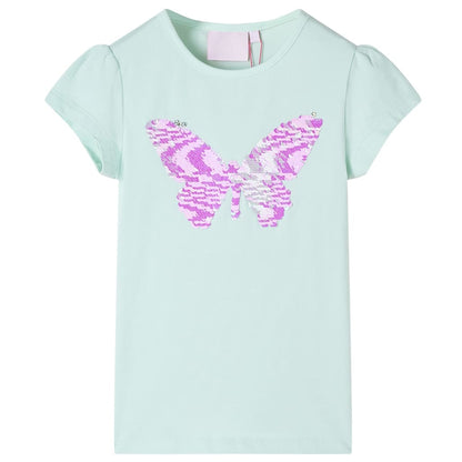Kindershirt met kapmouwen 128 lichtmintkleur Mintgroen