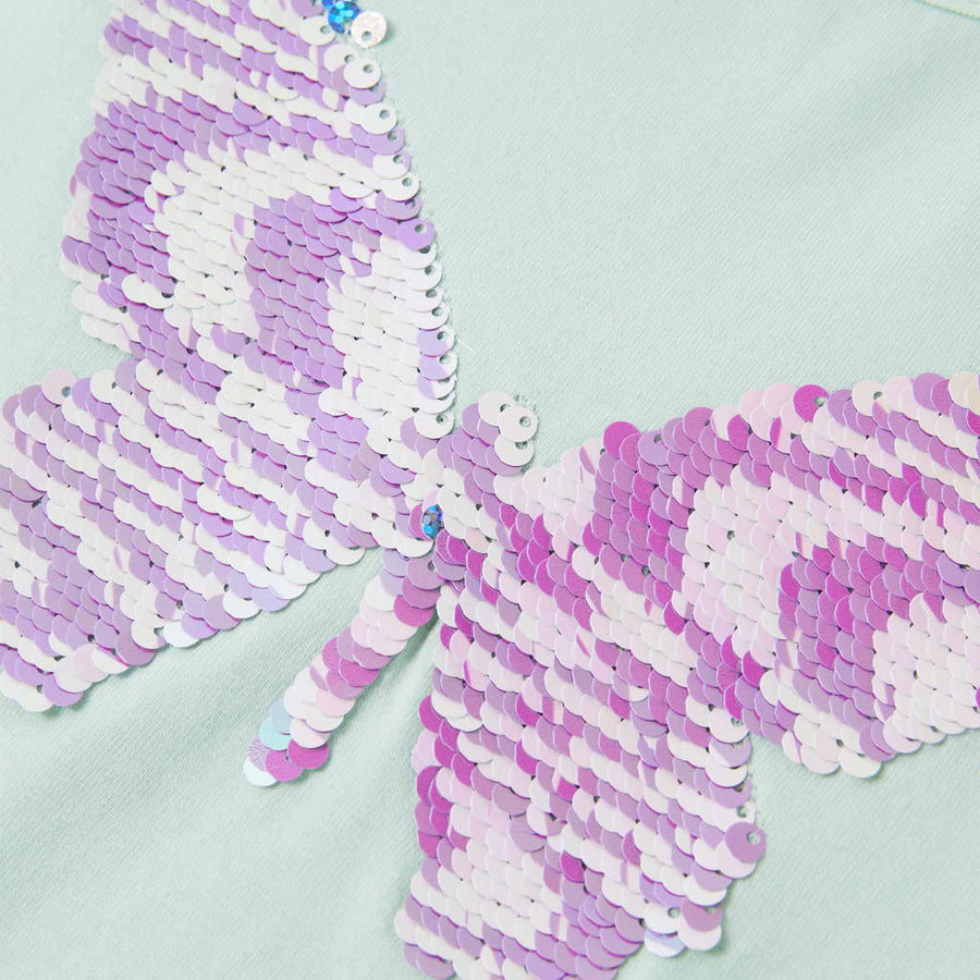 Kindershirt met kapmouwen 128 lichtmintkleur Mintgroen