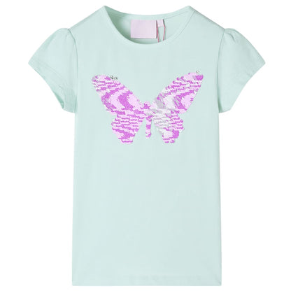 Kindershirt met kapmouwen 140 lichtmintkleur Mintgroen 140