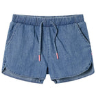 Kindershorts 116 denimblauw katoen