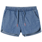 Kindershorts 128 denimblauw katoen