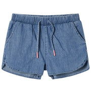 Kindershorts 140 denimblauw katoen