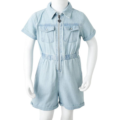 Kinderonesie met korte mouwen 140 zachtblauw
