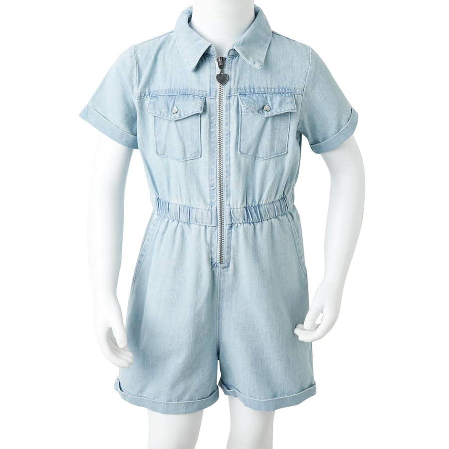 Kinderonesie met korte mouwen 140 zachtblauw