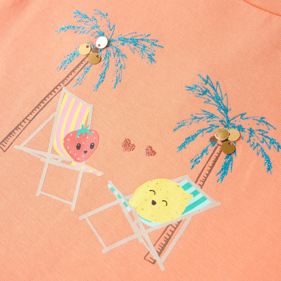 Kindershirt 128 perzikkleurig Perzik 128