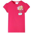 Kindershirt 116 felroze bloemenopdruk