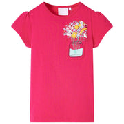 Kindershirt 128 felroze katoen