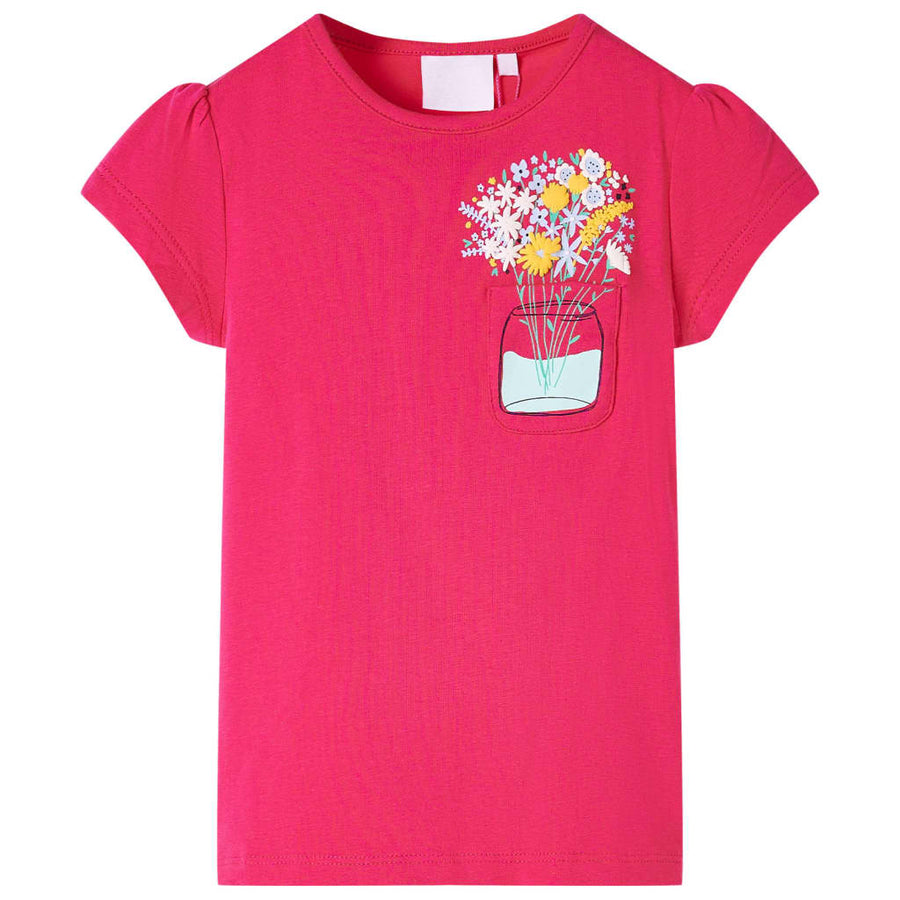 Kindershirt 128 felroze Roze