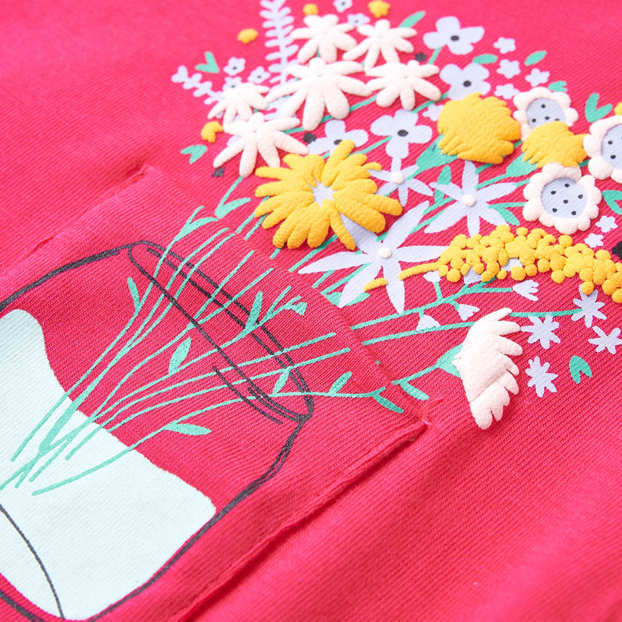 Kindershirt 128 felroze Roze