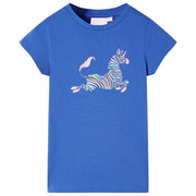 Kindershirt 116 kobaltblauw katoen