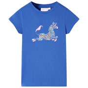 Kindershirt 128 kobaltblauw katoen