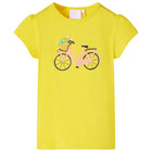 Kindershirt 104 geel fietsprint