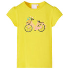 Kindershirt 128 geel fietsprint