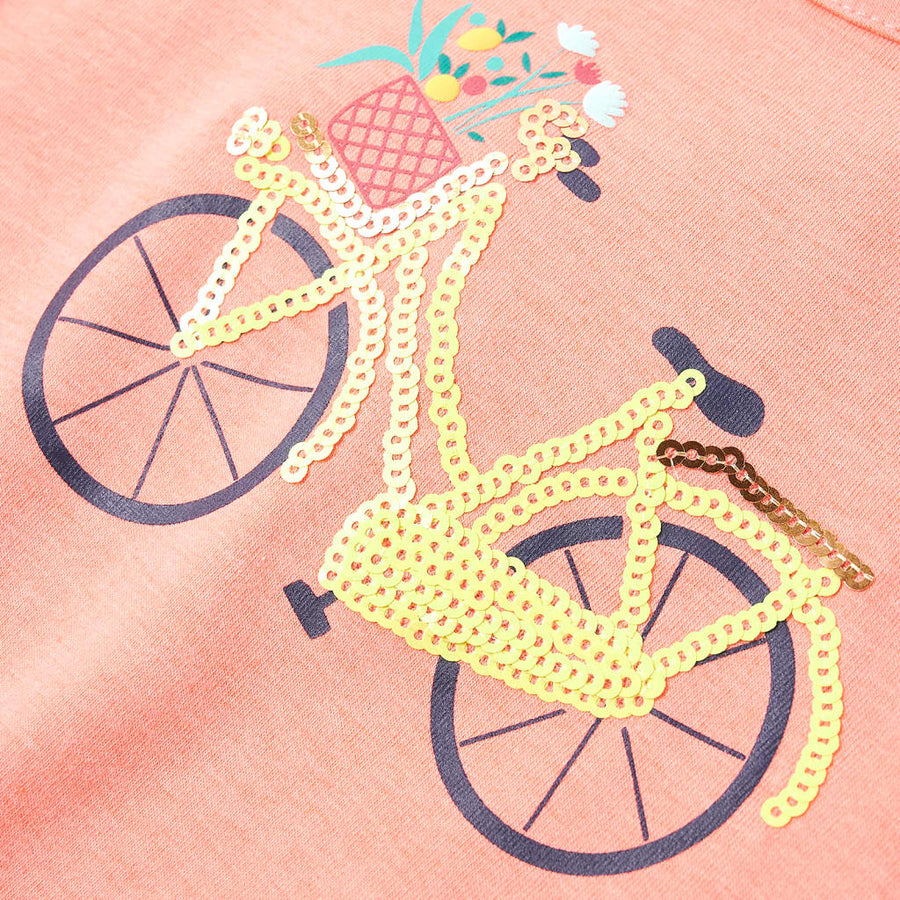 Kindershirt 104 neonkoraalkleurig Koraal
