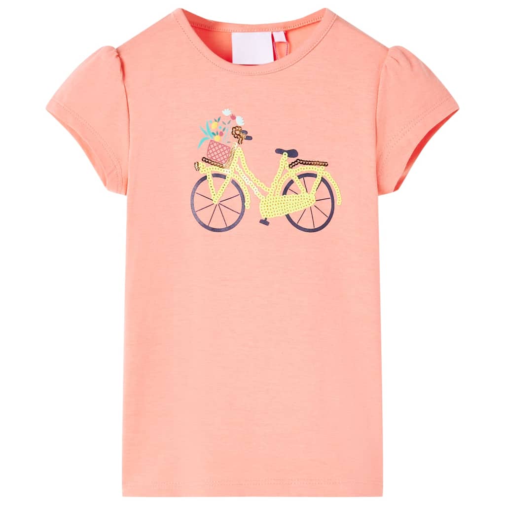 Kindershirt 128 neonkoraalkleurig Koraal