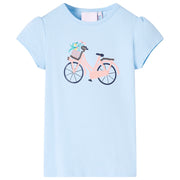Kindershirt 116 lichtblauw katoen