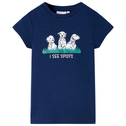 Kindershirt 116 marineblauw Blauw