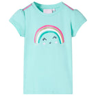 Kindershirt 140 lichtmint regenboog