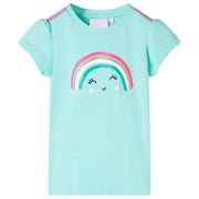 Kindershirt 140 lichtmint regenboog