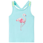 Kindertopje 140 lichtmint flamingo glitters