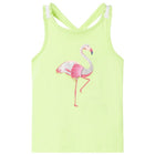 Kindertopje 128 neongeel flamingo glitters