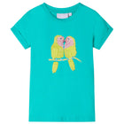 Kindershirt 116 mint papegaaien