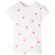 Kindershirt 104 ecru hartjesprint