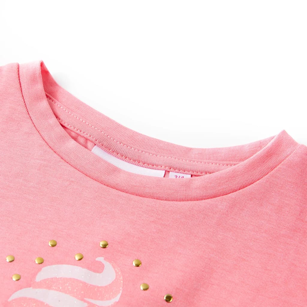 Kindershirt 116 fluorescerend felroze Roze